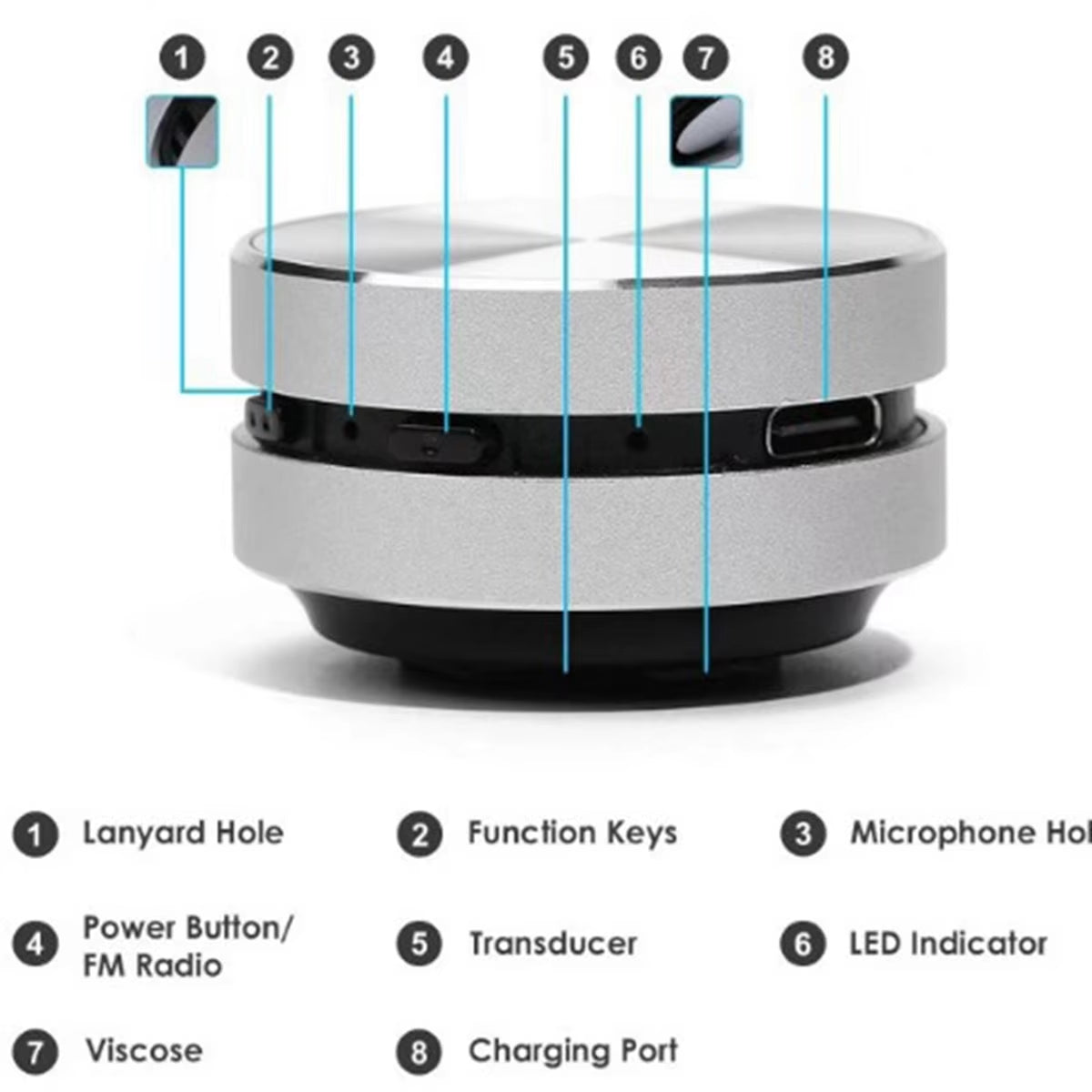 Portable Mini Bluetooth Speaker Turns Anything into a Speaker Wireless Bone Conduction Induction Vibration (Silver)